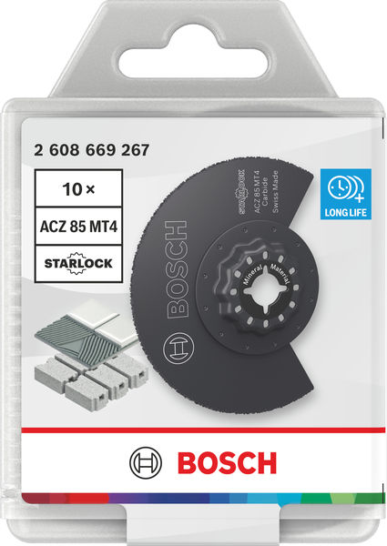 BOSCH ACZ 85 MT4 Mineralische Werkstoffe Segmentsägeblatt, Starlock, 85 mm, 10-tlg. BOSCH ACZ 85 MT4 Mineralische Werkstoffe Segmentsägeblatt, Starlock, 85 mm, 10-tlg.
