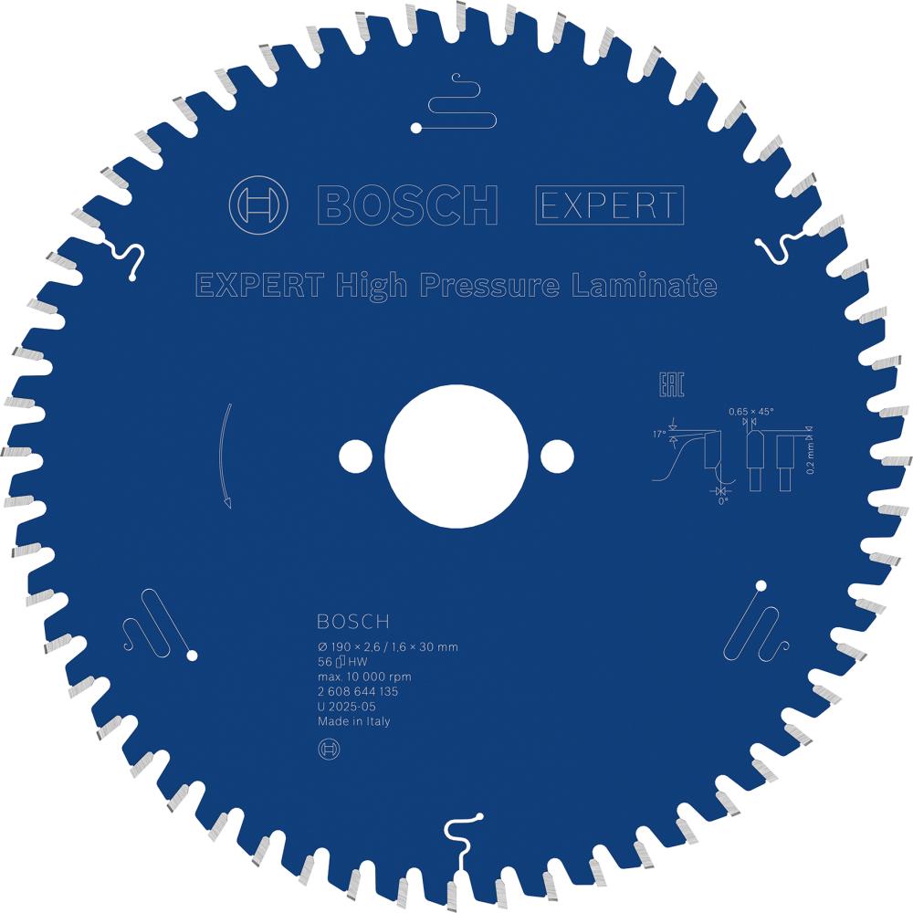 BOSCH EXPERT High Pressure Laminate Kreissägeblatt, 190x2,6/1,6x30 mm, Z56
