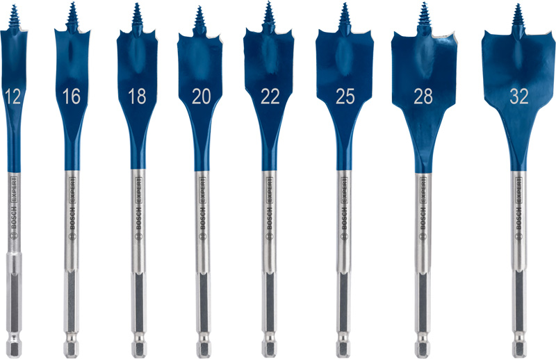 BOSCH EXPERT Self Cut Speed Flachfräsbohrer-Set, 12/16/18/20/22/25/28/32 mm, 8-tlg. BOSCH EXPERT Self Cut Speed Flachfräsbohrer-Set, 12/16/18/20/22/25/28/32 mm, 8-tlg.
