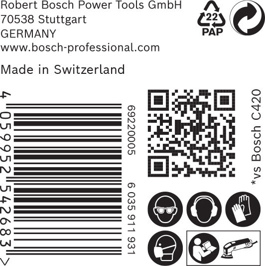 BOSCH EXPERT C470 Schleifblatt, 93x93mm, K120, 6 Löcher, 50-tlg.