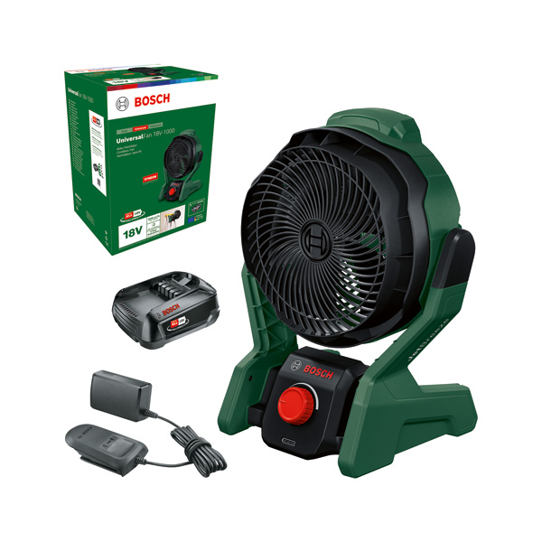 BOSCH Akku-Ventilator UniversalFan 18V-1000, 1 x Akku PBA 18V 2.0Ah, Ladegerät BOSCH Akku-Ventilator UniversalFan 18V-1000, 1 x Akku PBA 18V 2.0Ah, Ladegerät