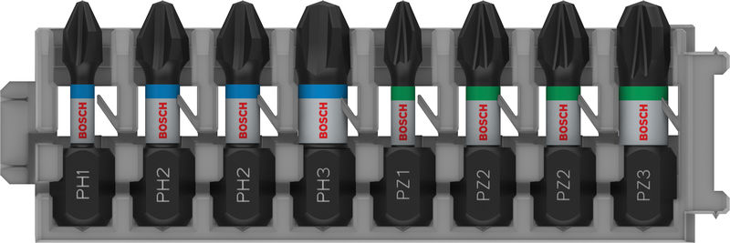 BOSCH PRO Impact Schrauberbit-Set, PH1/PH2/PH3/PZ1/PZ2/PZ3, 25 mm, 8-tlg