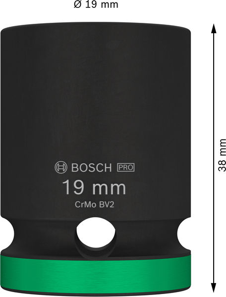 BOSCH PRO Impact Steckschlüsselsatz, 1/2", 19 mm, Standard BOSCH PRO Impact Steckschlüsselsatz, 1/2", 19 mm, Standard
