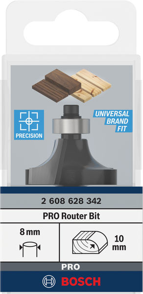 BOSCH PRO Abrundfräser, R 10, Schaft 8 mm BOSCH PRO Abrundfräser, R 10, Schaft 8 mm
