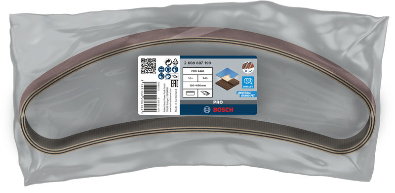 BOSCH PRO X440 Schleifband, 100 x 690 mm, G40, 10-tlg. BOSCH PRO X440 Schleifband, 100 x 690 mm, G40, 10-tlg.