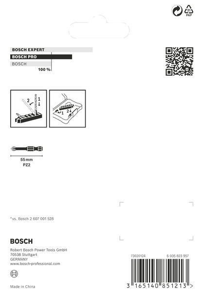 BOSCH PRO Pozidriv Impact Bit, PZ2, 55 mm, 8-tlg. BOSCH PRO Pozidriv Impact Bit, PZ2, 55 mm, 8-tlg.
