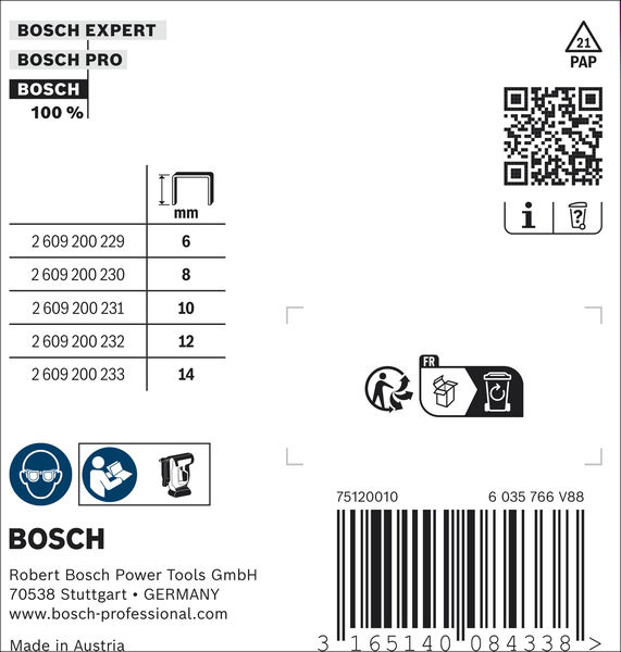 BOSCH Flachdrahtklammer Typ 57, 10,6 x 1,25 x 14 mm, 1000er-Pack