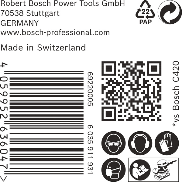 BOSCH EXPERT C470 Schleifblatt, 115x107mm, K40, 6 Löcher, 50-tlg.