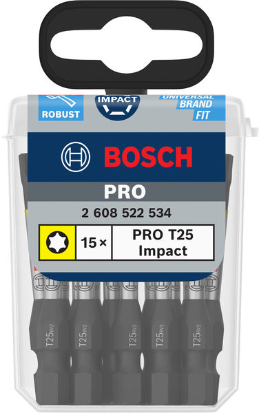 BOSCH PRO Torx Impact Bit, T25, 55 mm, 15-tlg.