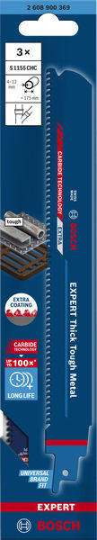BOSCH EXPERT S1155CHC Thick Tough Metal Säbelsägeblatt, 3-tlg.