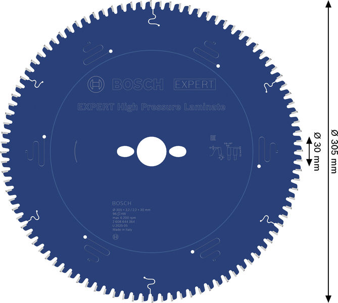 BOSCH EXPERT High Pressure Laminate Kreissägeblatt, 305x3,2/2,2x30 mm, Z96