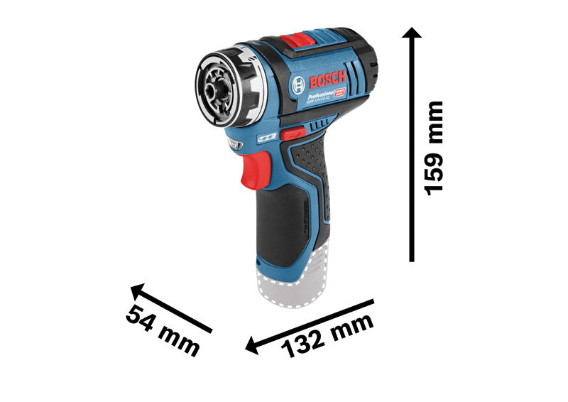 BOSCH Akku-Bohrschrauber GSR 12V-15 FC, Solo Version, 1 Aufsatz, L-BOXX