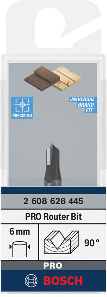 BOSCH PRO V-Nutfräser, 90° x Ø 6,4, Schaft 6 mm BOSCH PRO V-Nutfräser, 90° x Ø 6,4, Schaft 6 mm