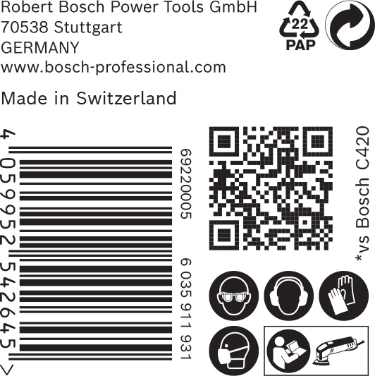 BOSCH EXPERT C470 Schleifblatt, 93x93mm, K40, 6 Löcher, 50-tlg.