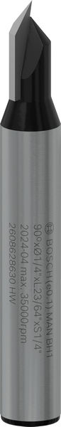 BOSCH PRO V-Nutfräser, 90° x Ø 1/4“, Schaft 1/4“