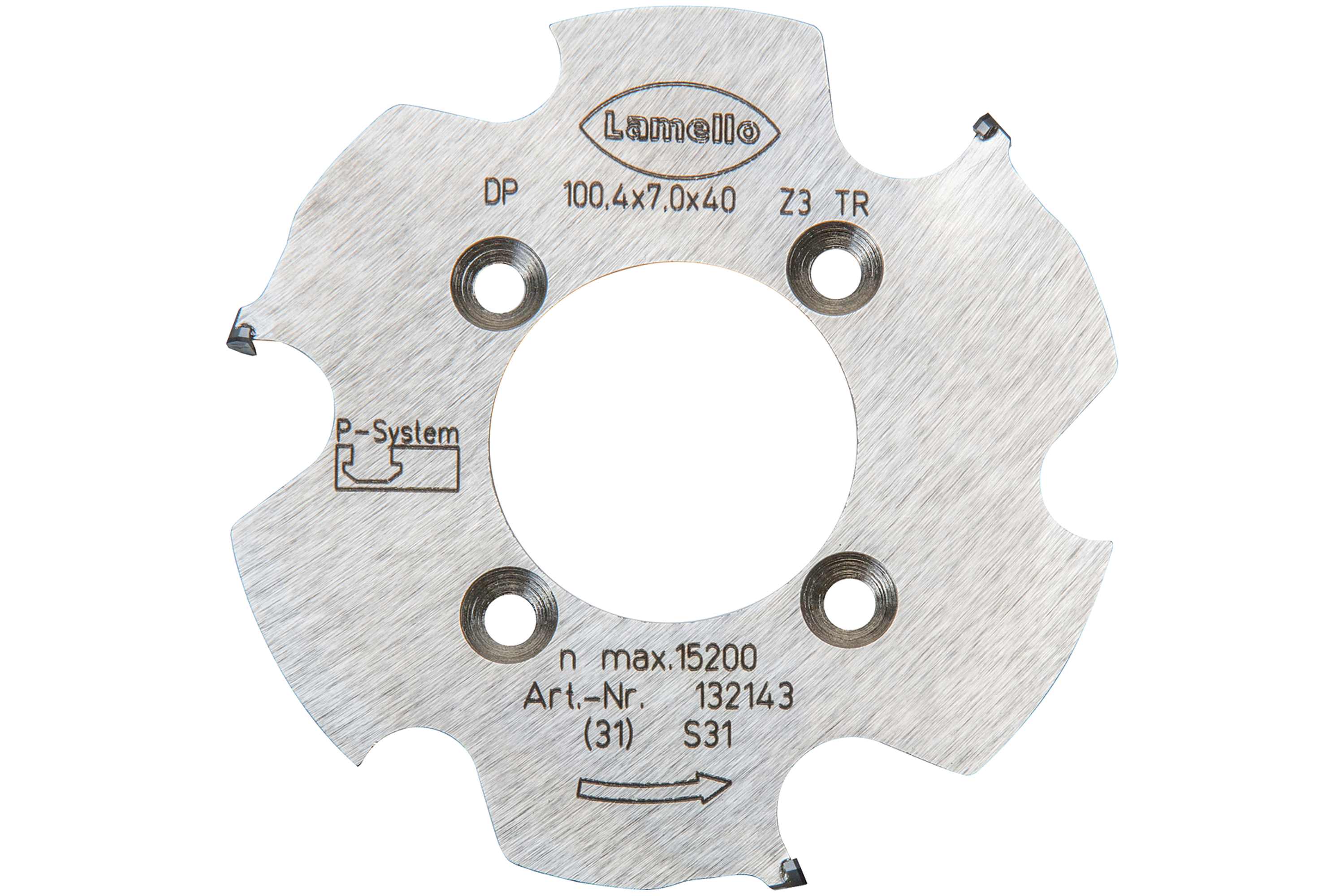 LAMELLO P-System Nutfräser CNC, DP, Ø100.4x7xØ40 mm, Z3, NL 4xØ5.5xØ52 mm