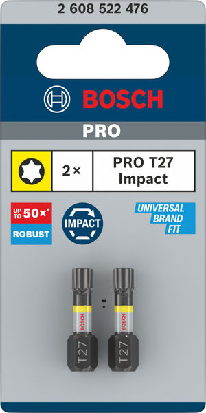 BOSCH PRO Torx Impact Bit, T27, 25 mm, 2-tlg. BOSCH PRO Torx Impact Bit, T27, 25 mm, 2-tlg.