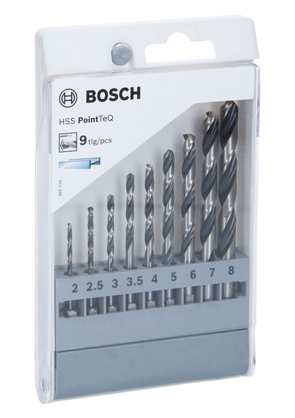 BOSCH HSS PointTeQ Sechskantbohrer-Set, 9-tlg., 2-8 mm