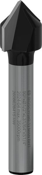 BOSCH PRO V-Nutfräser, 90° x Ø 1/2“, Schaft 1/4“