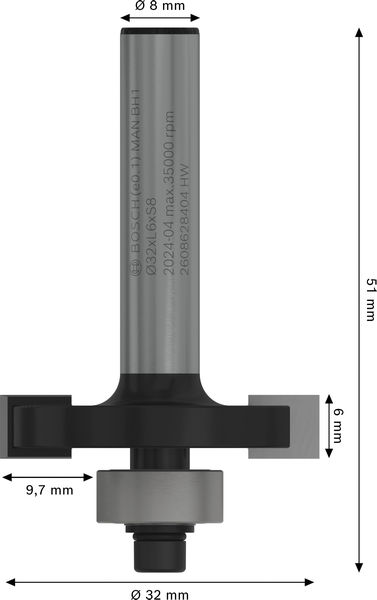 BOSCH PRO Nutfräser, L 6", Schaft 3 mm BOSCH PRO Nutfräser, L 6", Schaft 3 mm