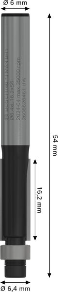 BOSCH PRO Bündigfräser mit untenlieg. Führungskugellager, Ø 6,4 x L 16,2, Schaft 6 mm BOSCH PRO Bündigfräser mit untenlieg. Führungskugellager, Ø 6,4 x L 16,2, Schaft 6 mm