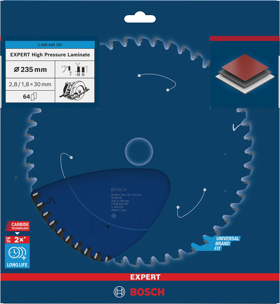 BOSCH EXPERT High Pressure Laminate Kreissägeblatt, 235x2,8/1,8x30 mm, Z64 BOSCH EXPERT High Pressure Laminate Kreissägeblatt, 235x2,8/1,8x30 mm, Z64