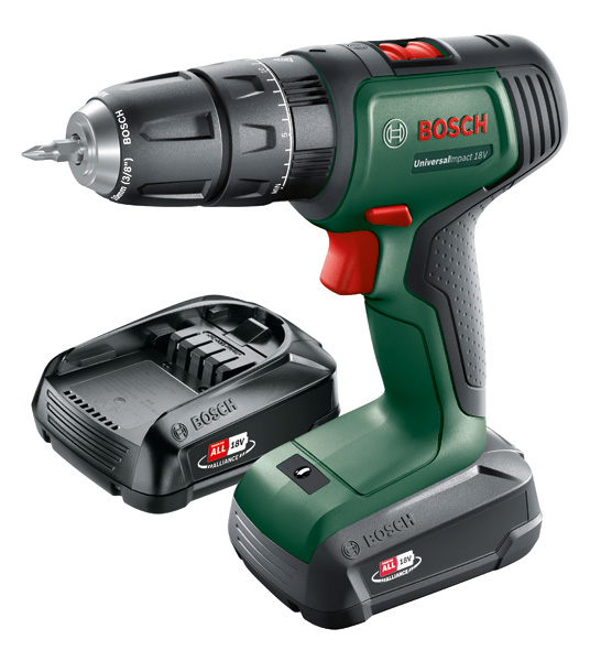 BOSCH Akku-Bohrschrauber UniversalImpact 18V, 2 x Akku PBA 18V 1.5Ah, Tragekoffer
