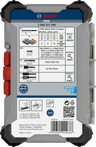 BOSCH PRO Impact Schrauberbits und Metallbohrer Set, 40-tlg.