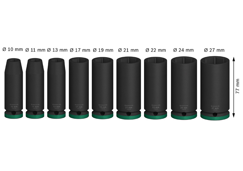 BOSCH PRO Impact Steckschlüsselsatz Set, 1/2", tief, 9-tlg.