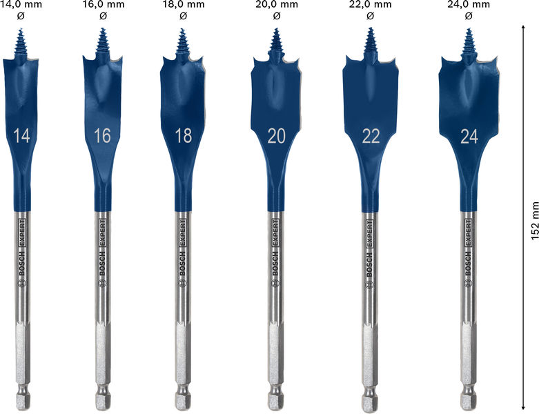 BOSCH EXPERT Self Cut Speed Flachfräsbohrer-Set, 14/16/18/20/22/25/24/32, 6?tlg.