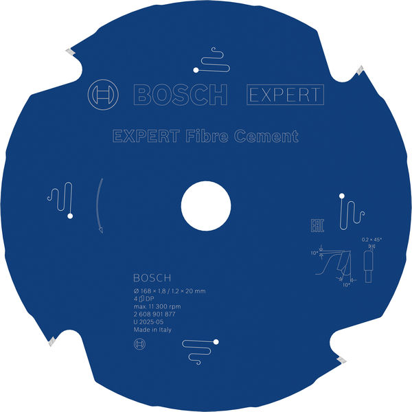 BOSCH EXPERT Fibre Cement Kreissägeblatt, 168x1,8/1,2x20 mm, Z4