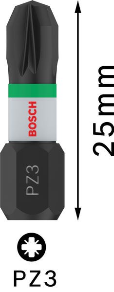 BOSCH PRO Pozidriv Impact Bit, PZ3, 25 mm, 2-tlg.