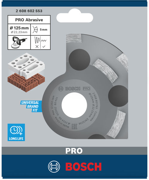 BOSCH PRO Abrasive Topfscheibe, 50 x 125 mm, 22,23 mm