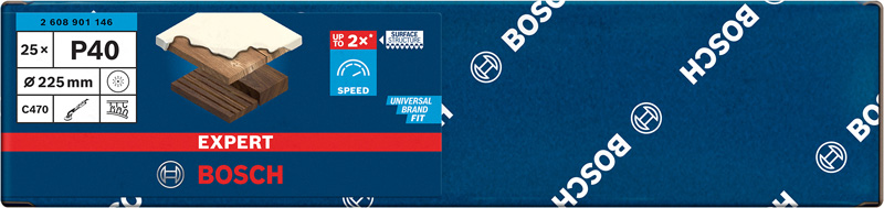 BOSCH EXPERT C470 Schleifp. mit 19 Löchern für Trockenbauschl., 225 mm, K 40, 25 Stk.