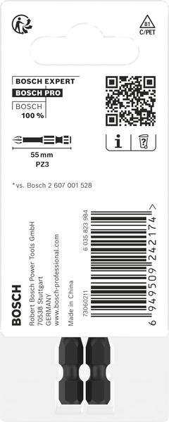 BOSCH PRO Pozidriv Impact Bit, PZ3, 55 mm, 2-tlg.