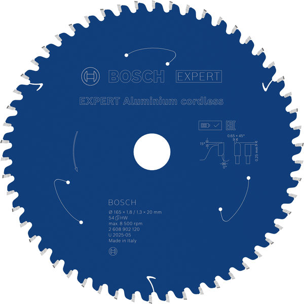BOSCH EXPERT Aluminium Kreissägeblatt, 165x20 mm, Z54 BOSCH EXPERT Aluminium Kreissägeblatt, 165x20 mm, Z54