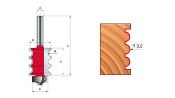 FREUD Viertelstabfräser 8 mm 3,2 (Radius) FREUD Viertelstabfräser 8 mm 3,2 (Radius)