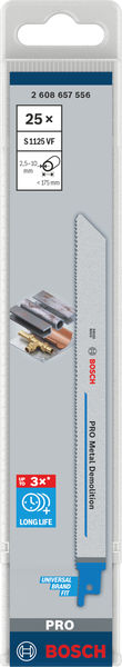BOSCH PRO Metal Demolition S1125VF Säbelsägeblatt, 1,25 x 19 x 225 mm, 25-tlg. BOSCH PRO Metal Demolition S1125VF Säbelsägeblatt, 1,25 x 19 x 225 mm, 25-tlg.