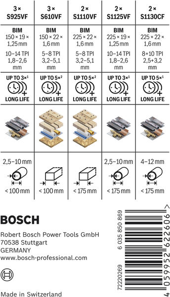 BOSCH PRO Demolition Säbelsägeblatt Set, 12-tlg.