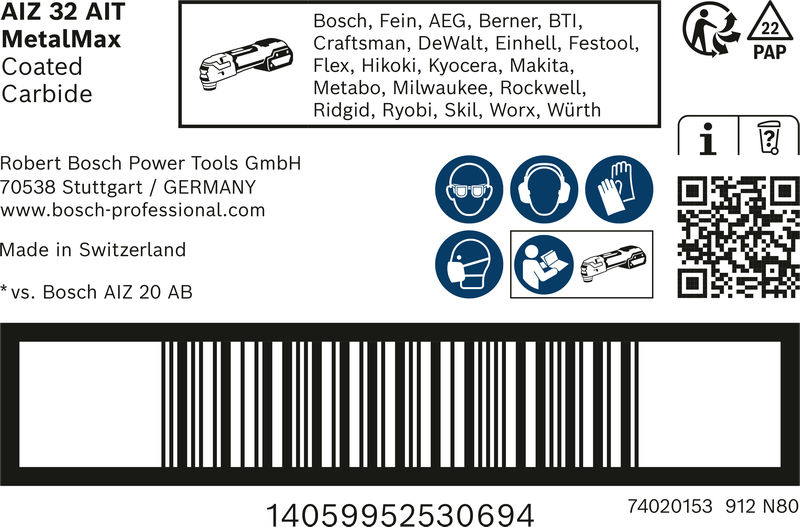 BOSCH EXPERT MetalMax AIZ 32 AIT Tauchsägeblatt für Multifunktionsw., 40x32 mm, TU25 BOSCH EXPERT MetalMax AIZ 32 AIT Tauchsägeblatt für Multifunktionsw., 40x32 mm, TU25