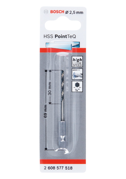 BOSCH HSS PointTeQ Sechskantbohrer 2,5 mm