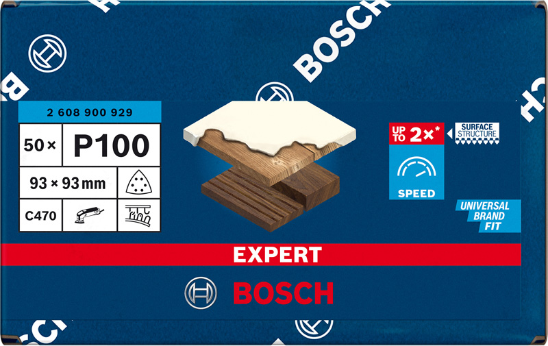 BOSCH EXPERT C470 Schleifblatt, 93x93mm, K100, 6 Löcher, 50-tlg.