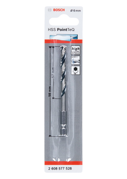 BOSCH HSS PointTeQ Sechskantbohrer 6,0 mm