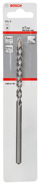 BOSCH Betonbohrer CYL-3, 7 x 90 x 150 mm, d 6,5 mm, 1er-Pack BOSCH Betonbohrer CYL-3, 7 x 90 x 150 mm, d 6,5 mm, 1er-Pack
