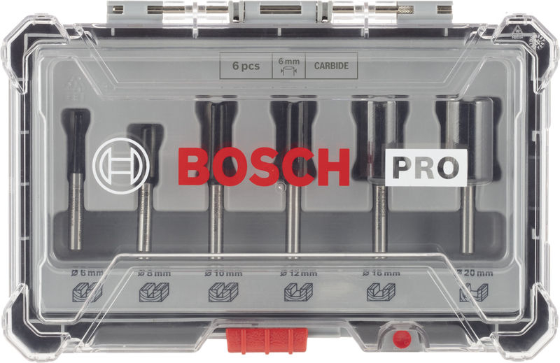 BOSCH PRO Nutfräser-Set, Schaft 6 mm, 6-tlg