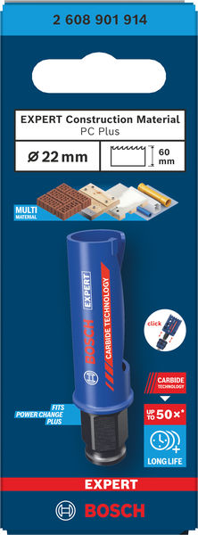 BOSCH EXPERT Construction Material Power Change Plus Lochsäge, 22 x 60 mm