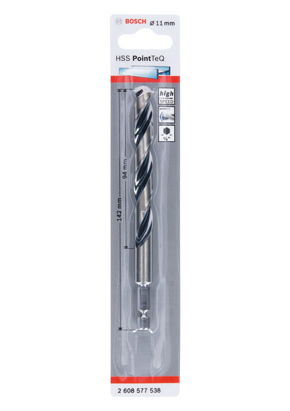 BOSCH HSS PointTeQ Sechskantbohrer 11,0 mm