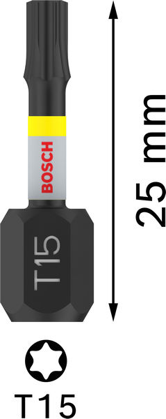 BOSCH PRO Torx Impact Bit, T15, 25 mm, 2-tlg.