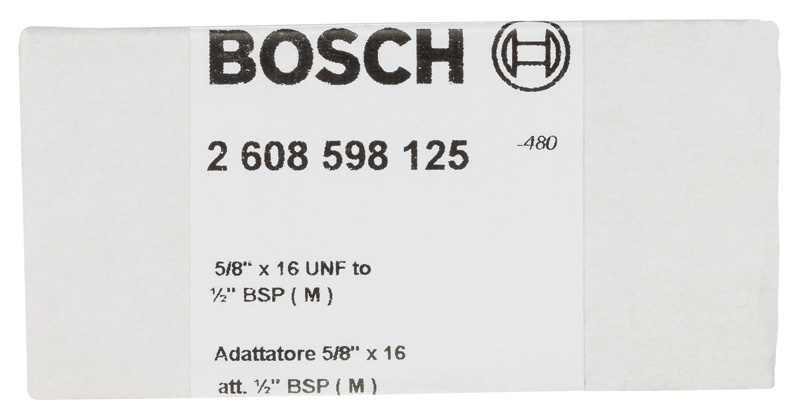 BOSCH Adapter für Diamantbohrkronen, Maschinenseite 5/6 Zoll, Kronenseite G 1/2 Zoll BOSCH Adapter für Diamantbohrkronen, Maschinenseite 5/6 Zoll, Kronenseite G 1/2 Zoll