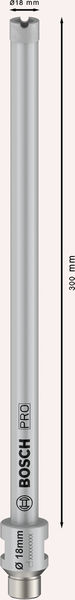 BOSCH PRO Nassbohrkrone, 18 x 300 mm, G 1/2"